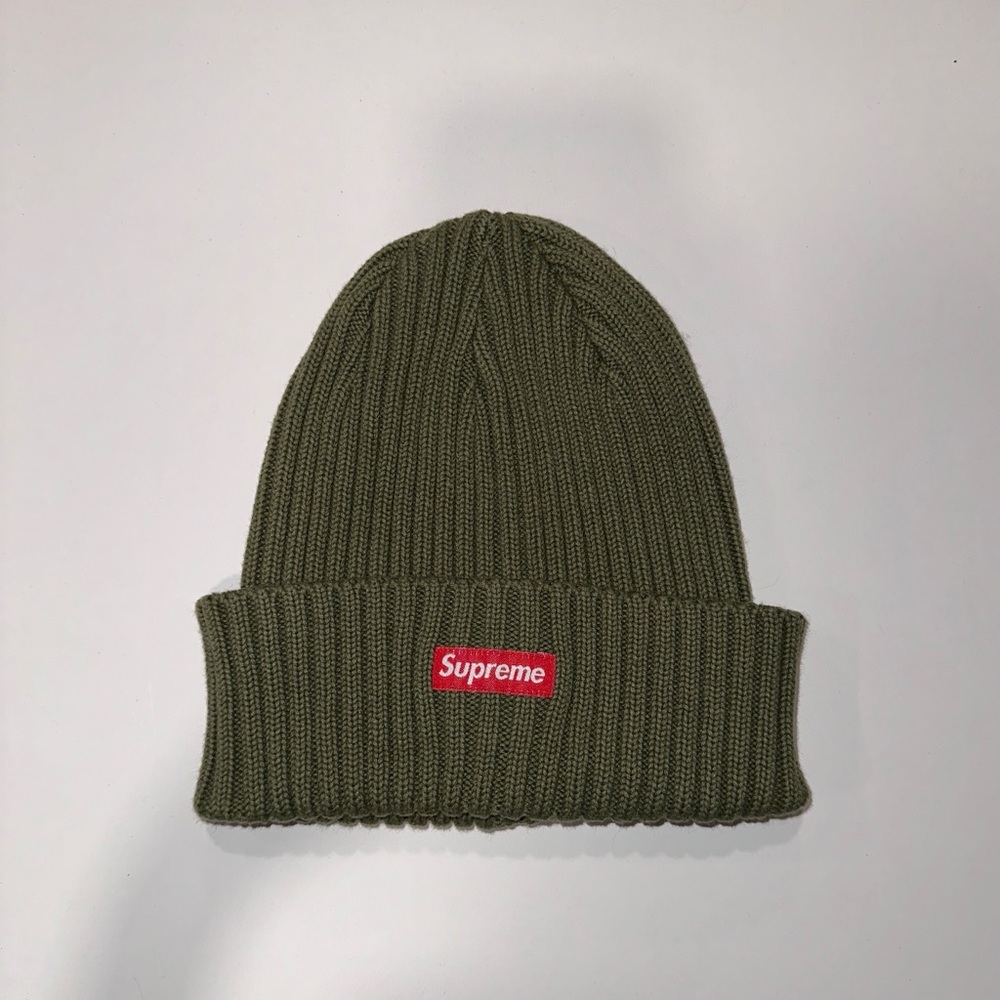 Supreme overdyed ribbed beanie - olive army green